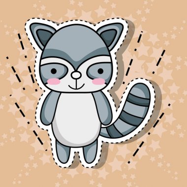 rakun hayvan yama etiket tasarımı