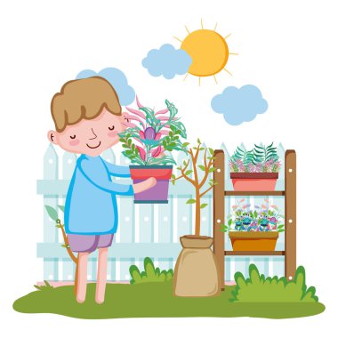 çocuk çit ve raf ile houseplant kaldırma