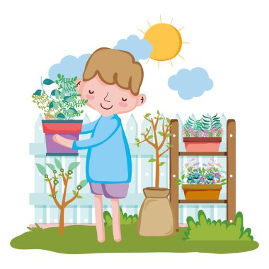 çocuk çit ve raf ile houseplant kaldırma