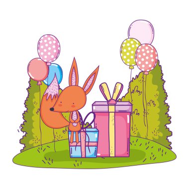 manzara balonlar helyum ile sevimli ve küçük tilki