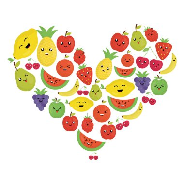 taze meyve kawaii karakterler
