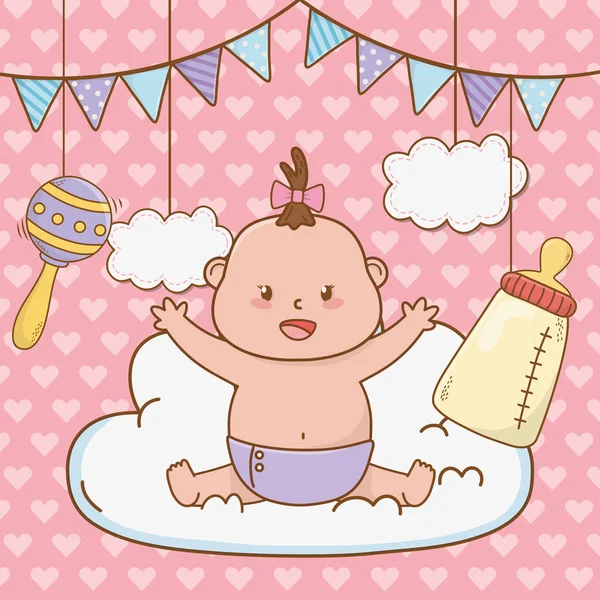 可爱的婴儿淋浴卡通 — 图库矢量图片