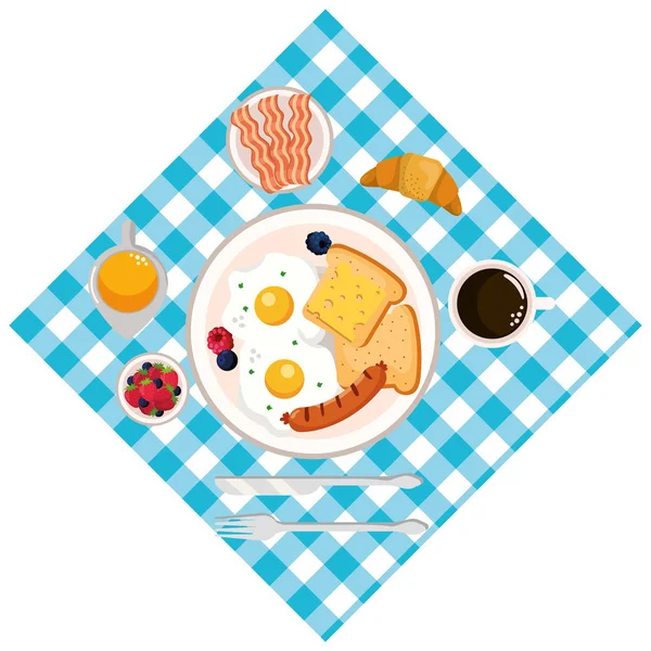 Delicioso desayuno sabroso de dibujos animados — Vector de stock