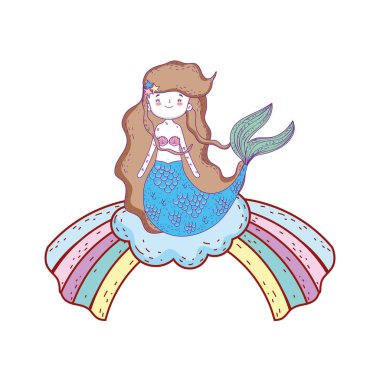 bulutlar ve rainbow ile şirin deniz kızı