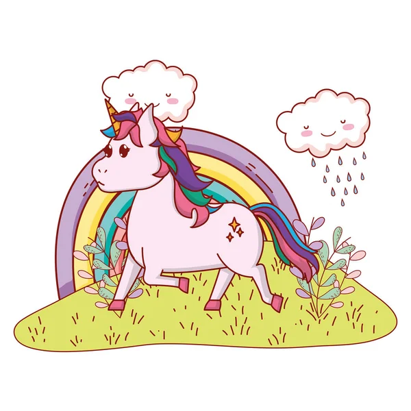 Licorne avec arc-en-ciel — Image vectorielle