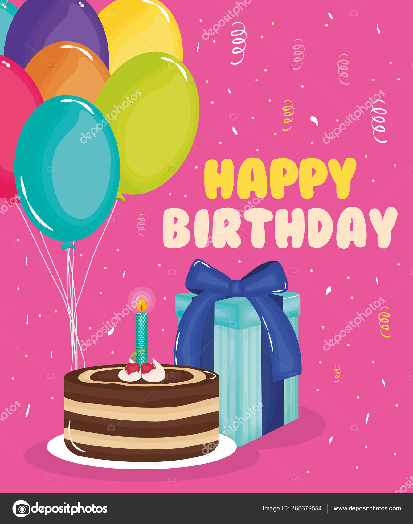 Carte D Anniversaire Avec Gateau Cadeau Et Ballons Helium Image Vectorielle Par Stockgiu C Illustration Carte D Anniversaire Avec Gateau Cadeau Et Ballons Helium Image Vectorielle Par Stockgiu C Illustration