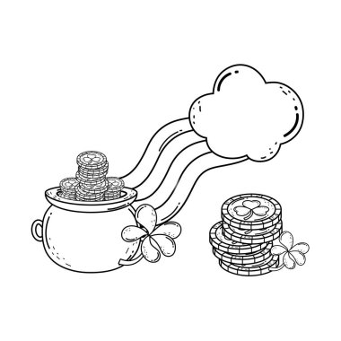 karanfil ve gökkuşağı Saint Patrick gün ile Clover sikke