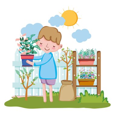 çocuk çit ve raf ile houseplant kaldırma