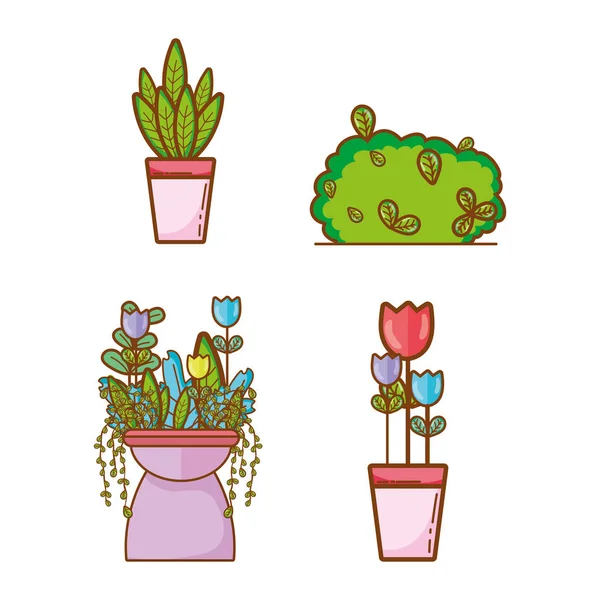 Conjunto de plantas lindas — Vector de stock