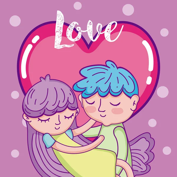 Amor e crianças desenhos animados — Vetor de Stock