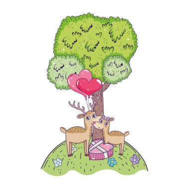 manzara sevimli aşk reindeer çift