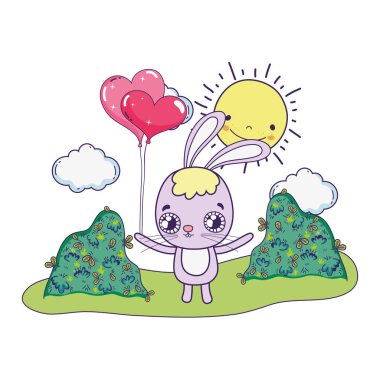 balon helyum Sevgililer günü ile sevimli tavşan