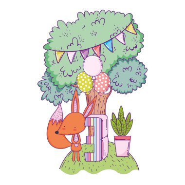 manzara balonlar helyum ile sevimli ve küçük tilki