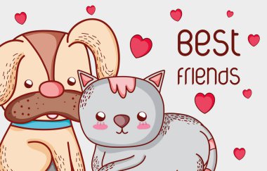 Köpek ve kedi sevimli doodles karikatürler