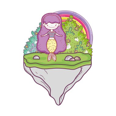 manzara gökkuşağı ile sevimli denizkızı