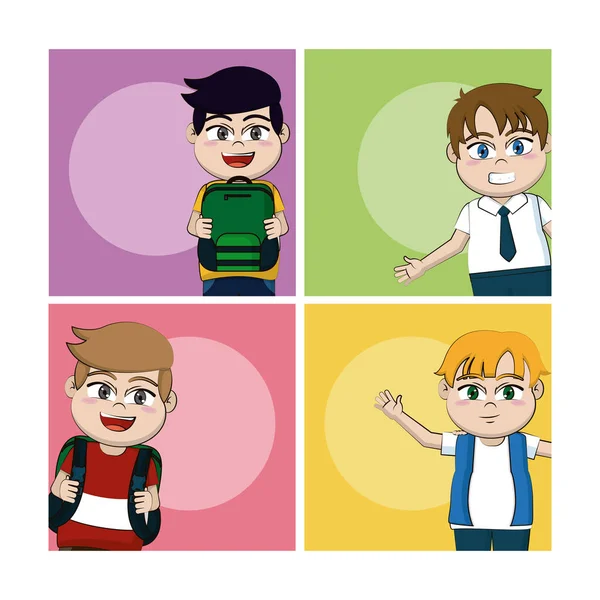 Шкільний хлопчиків мультфільми — стоковий вектор