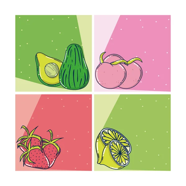 Délicieuses cartes de fruits — Image vectorielle