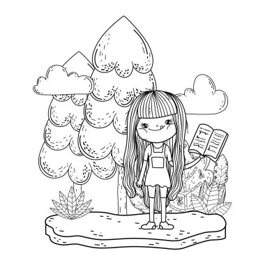 mutlu küçük kız okuma kitabı alanında