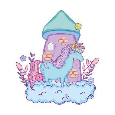 bulutlar kale ile güzel küçük Unicorn