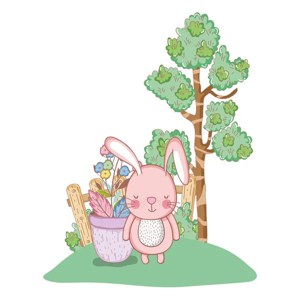 Petit lapin dans le jardin — Image vectorielle