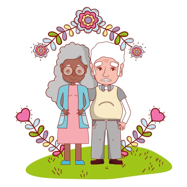 Mignon grand-parents couple dessin animé — Image vectorielle