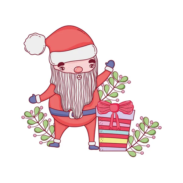 Lindo navidad santa claus con regalo presente — Vector de stock