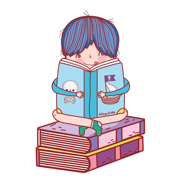 Bambino felice leggere libri — Vettoriale Stock