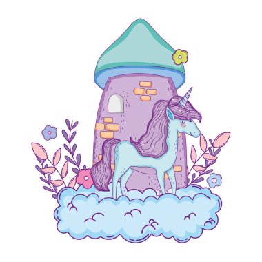 bulutlar kale ile güzel küçük Unicorn
