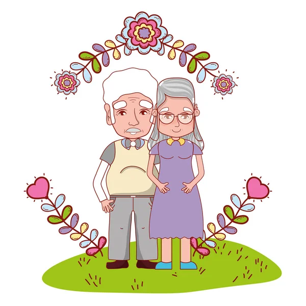 Cute grandparents couple cartoon — Stock Vector