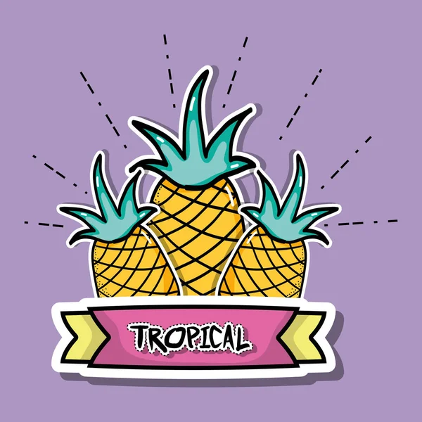 热带菠萝补丁水果设计 — 图库矢量图片