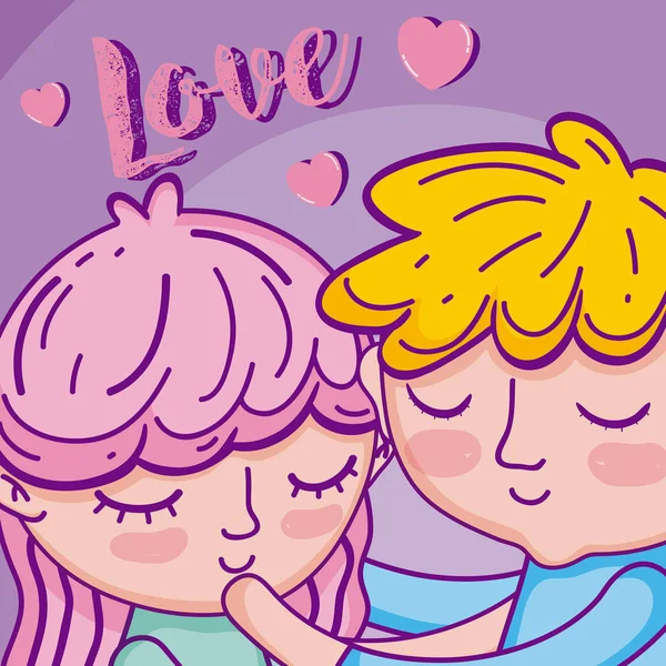 Amor y niños dibujos animados — Vector de stock