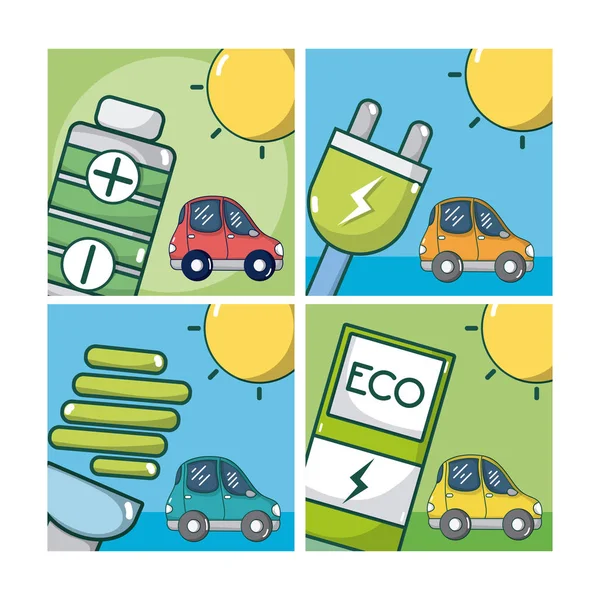 Elektromos autó és zöld energia — Stock Vector