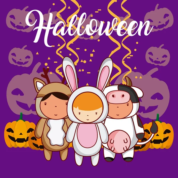 Halloween e crianças — Vetor de Stock