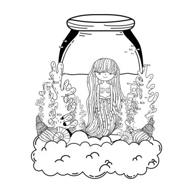 Deniz yosunu fairytale karakter ile güzel deniz kızı