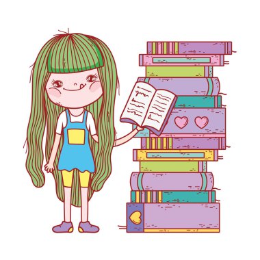 mutlu küçük kız kitap okumak