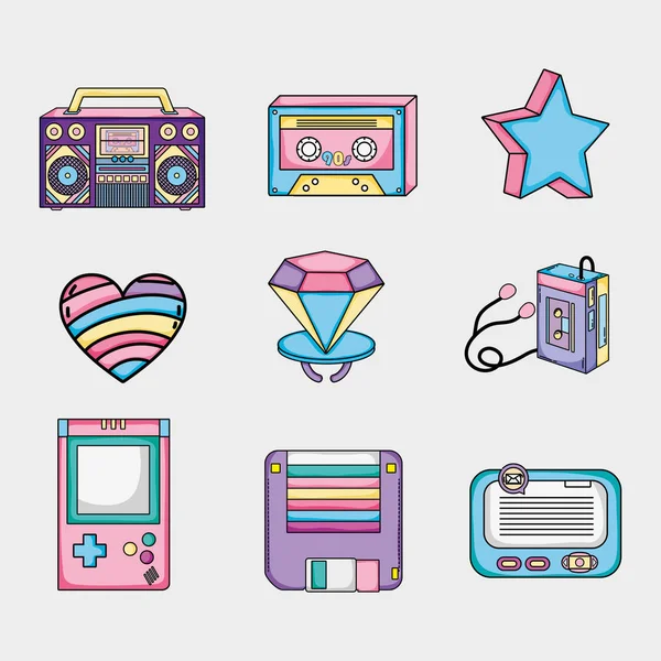 Conjunto de dibujos animados de arte pop — Vector de stock