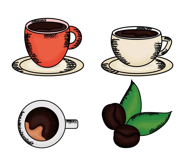 Kahve zaman seti simgeleri — Stok Vektör