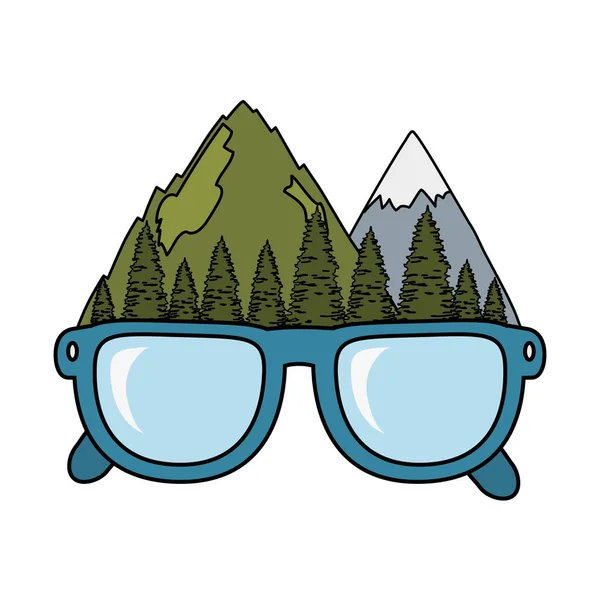 Βουνό τοπίο με γυαλιά — Διανυσματικό Αρχείο