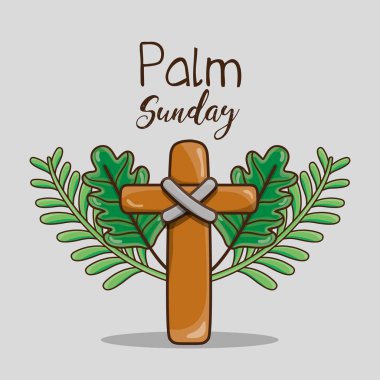 katolik haç ve palmiye dalları din