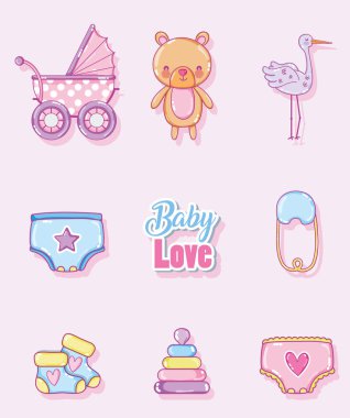 Bebek aşk karikatürkoleksiyonu