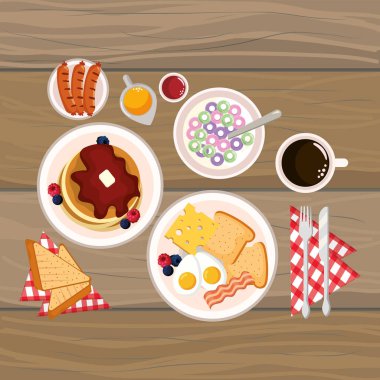 lezzetli lezzetli breakfast çizgi film