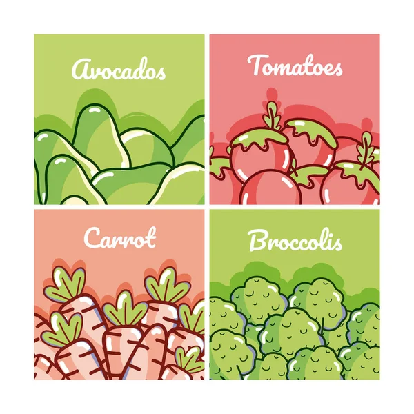Ensemble de dessins animés de légumes — Image vectorielle