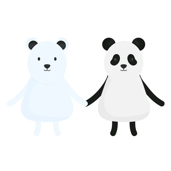 Cute bears panda and polar — Stock Vector