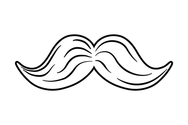 Moustache icône dessin animé noir et blanc — Image vectorielle