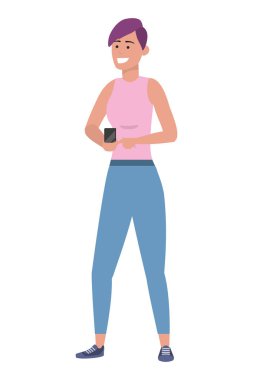 Bin yıllık genç kişi akıllı telefon mesajlaşma