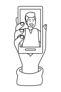 El tutma akıllı telefon teknolojisi siyah beyaz