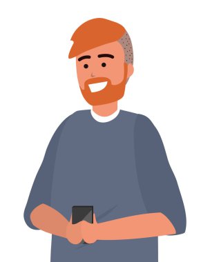 Bin yıllık genç kişi akıllı telefon portre mesajlaşma