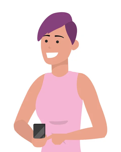 Millennial Young Person smartphone texting portret — Stockvector