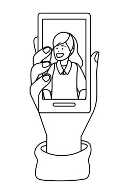 El tutma akıllı telefon teknolojisi siyah beyaz