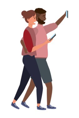 Bin yıllık çift akıllı telefon selfie çekiyor